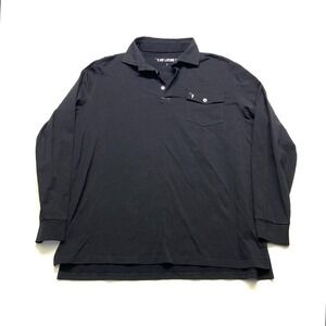 No Laying Up Polo Shirt Mens Large Black Cotton Stretch Long Sleeve Pullover